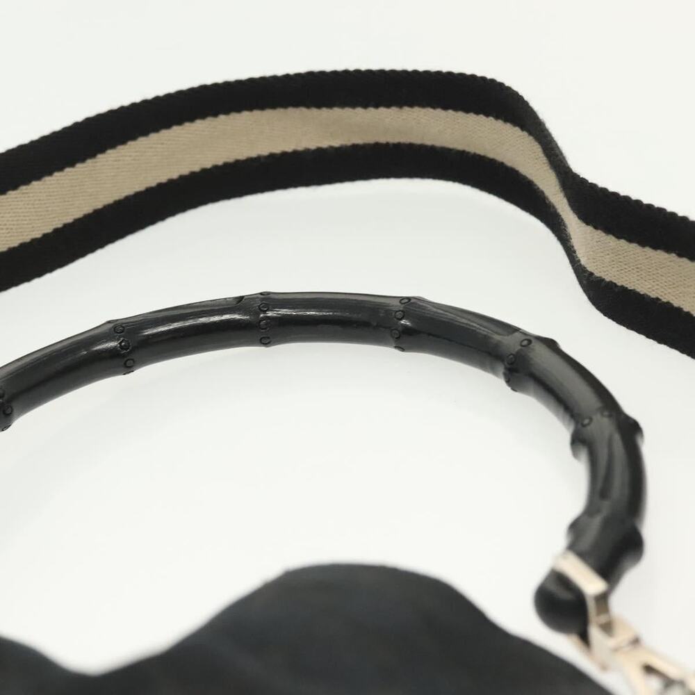 GUCCI Bamboo GG Canvas Hand Bag Black Silver 001 001 - Picture 8 of 16